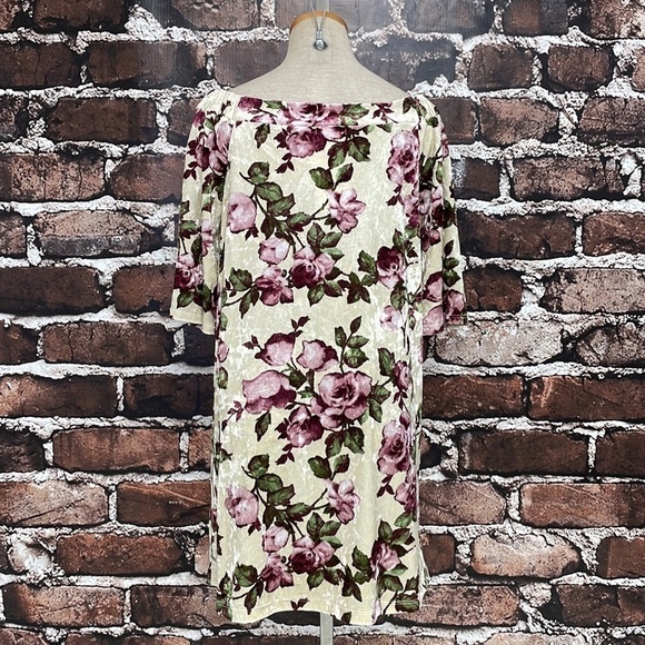 Oddy Dreamy Creamy Floral Print Off Shoulder Dress NWT Short Sleeve Medium M - Picture 10 of 16
